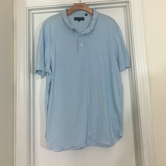 Five Four Sky Blue Striped Polo