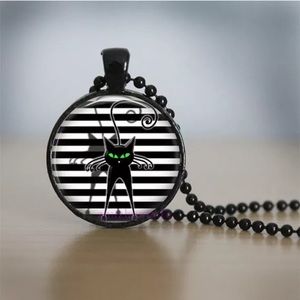 Green Eyed Cat Glass & Brass Necklace Green Eyed Cat Glass & Brass Necklace