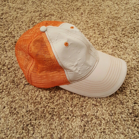 Grey and orange trucker hat