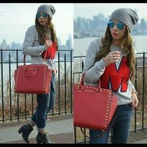 Mk large studded purse *trade with @clynn2501 **