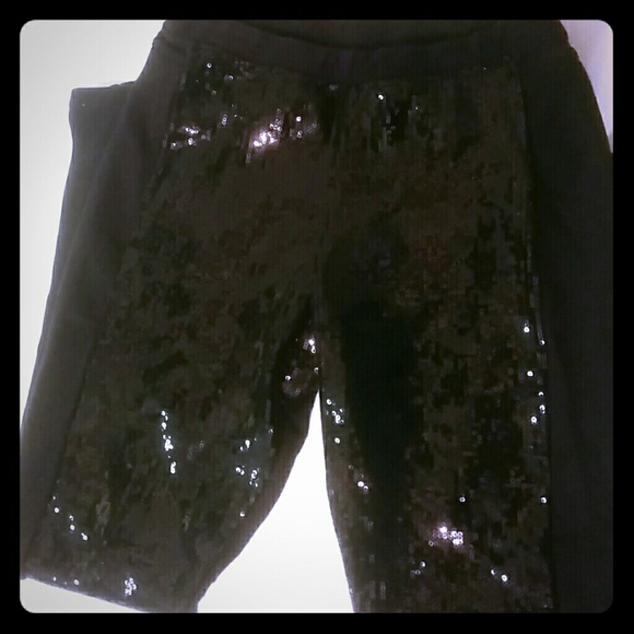 Sequined black leggings