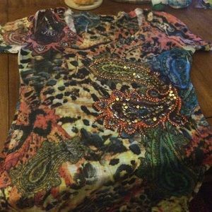Cheetah pattern and paisley t shirt