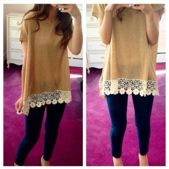 ❣️LAST❣️ Mocha Burnout Floral Hem Loose Chic Top - Picture 2 of 4