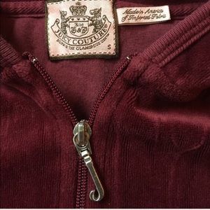 Burgundy Juicy couture velour hoodie/zip-ups