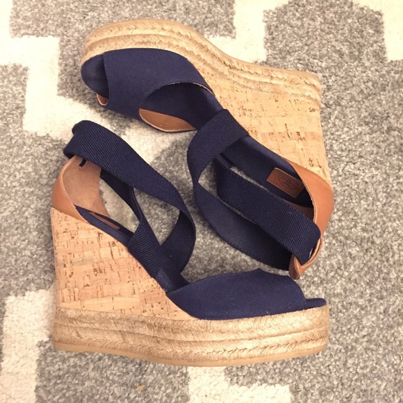 Tory Burch Navy Wedges. Super comfy! Size 7 - Picture 2 of 4