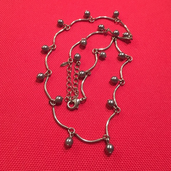 Silver Necklace with Silver Faux Pearls