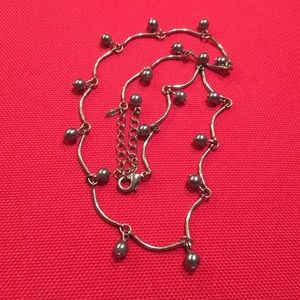 Silver Necklace with Silver Faux Pearls