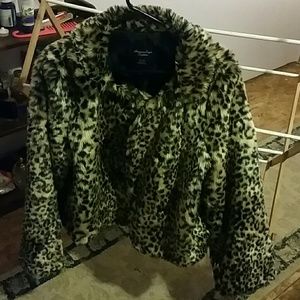 Faux Fur American Eagle Leopard Jacket