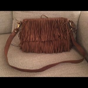 Brown fringe crossbody bag