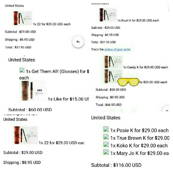 Proof of purchase for Kylie Cosmetics Lip Kits