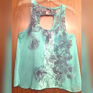 Chiffon Racer-back Tank with Keyhole