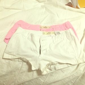 Shorts that come in pink and white. Booty shorts