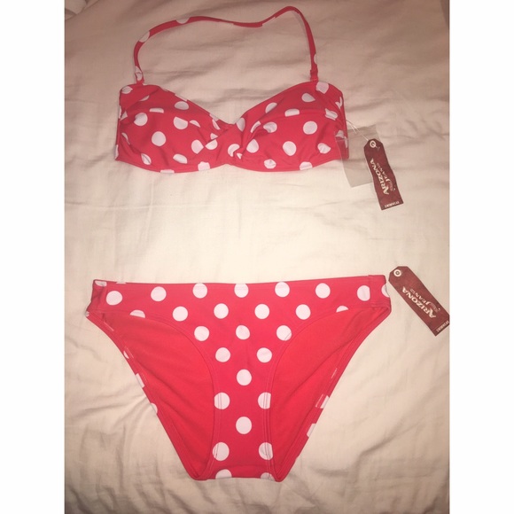 Orange polka dot bikini 👙