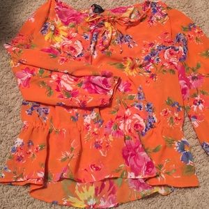 🔴SOLD...Orange floral blouse