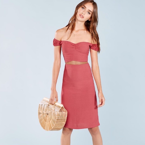 Two piece Reformation cropped top and pencil skirt