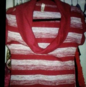 Ladies sweater red and silver