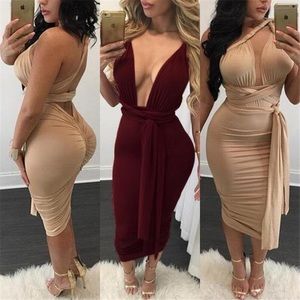Deep V Plunge Neckline Dress: Red/Burgundy/Wine