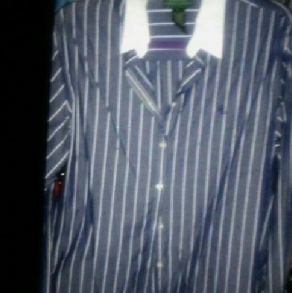 Ladies ralph lauren button down shirt gray and whi