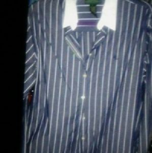 Ladies ralph lauren button down shirt gray and whi