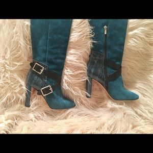 Jimmy Choo over the knee teal boot.  RARE.