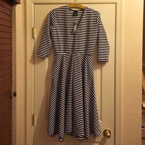 Black and white striped dress