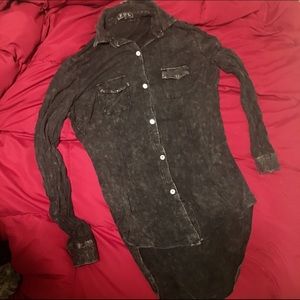 distressed soft button up top hi low