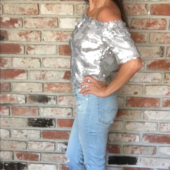 🎉Host Pick 🎉T&J Designs Silver Sequin Top - Picture 3 of 3