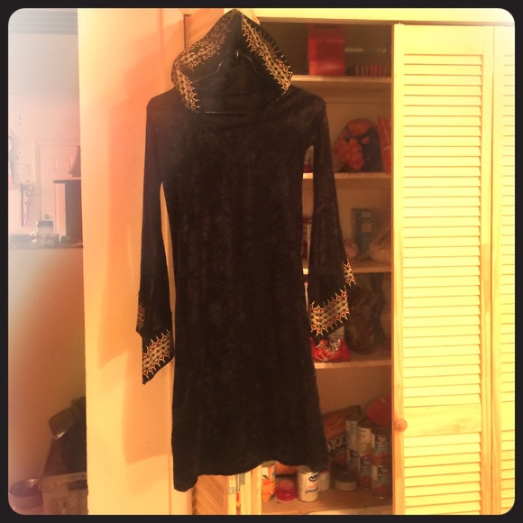 Beautiful Black Hooded Cloak Style Dress
