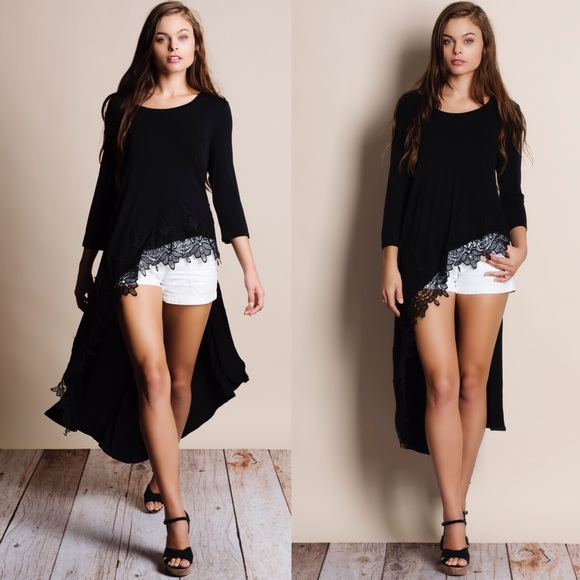 Lace Hem High Low Maxi Top - Picture 2 of 3