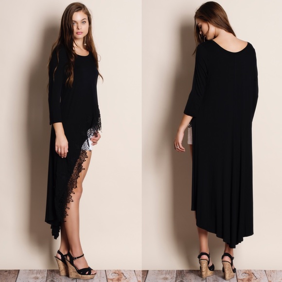 Lace Hem High Low Maxi Top - Picture 3 of 3