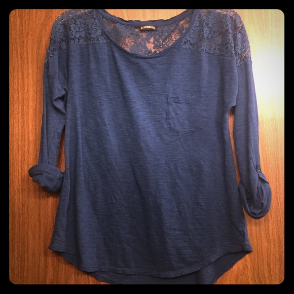 Express 3/4 sleeve lace shoulder top