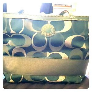 Teal and Silver Coach purse