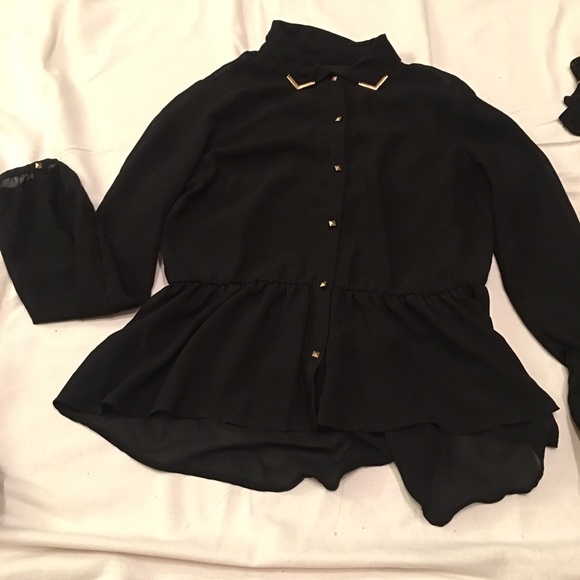 Black Peplum button up