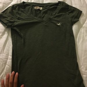 Hollister simple v neck green tee