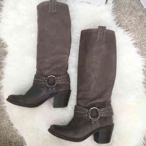 Frye Carmen Harness, Size 6.5 grey/taupe boots