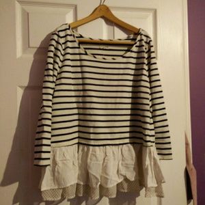 Anthropologie striped top w/ruffles
