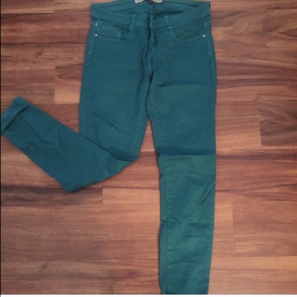 Zara teal skinny jeans