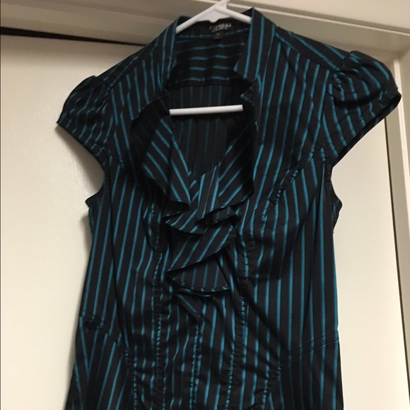 Express black and metallic blue blouse
