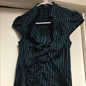 Express black and metallic blue blouse