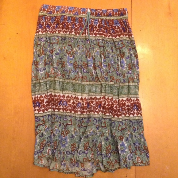 Bohemian knee length skirt