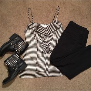 Black/White Striped Tank