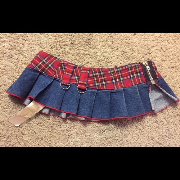 Plaid and jean "school girl" skirt
