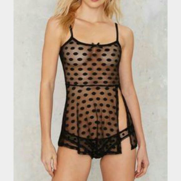 Nasty Gal So Dot Right Now Mesh Chemise