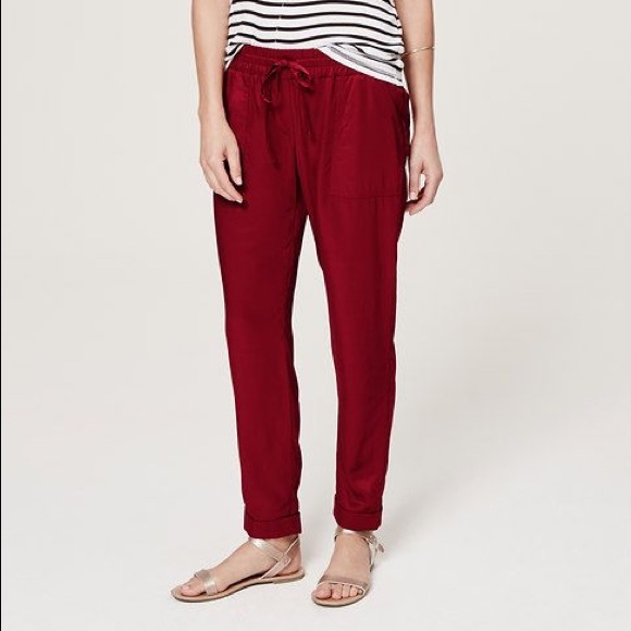 Loft Fluid Utility Jogger Pants in Rusty Brick Red - Picture 4 of 4