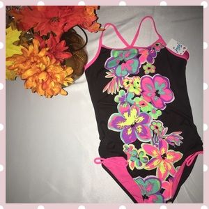 Maillot De Bain 2 Pièces Justice Fille – Tankini Pois Noirs/blancs Et Jaune, Taille 8½