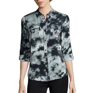Black and White Tie Dyed Button Up