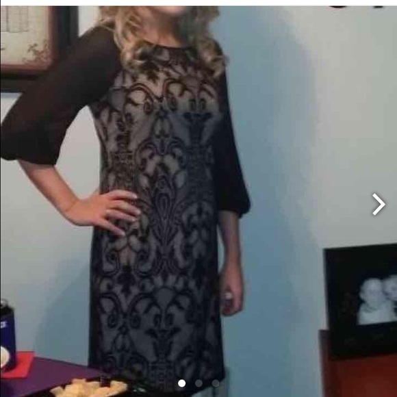 Nude and Black Lace Dress
