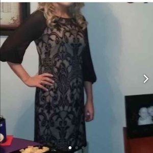Nude and Black Lace Dress