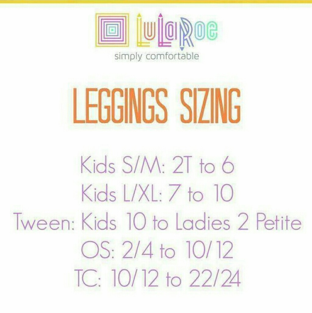 LuLaRoe Leggings sizing chart
