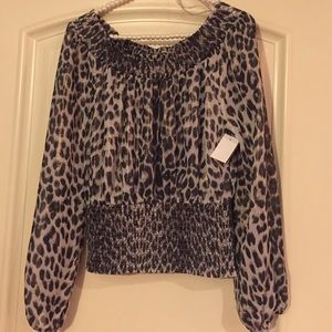 Papaya Leopard Off Shoulder Evening Shirt
